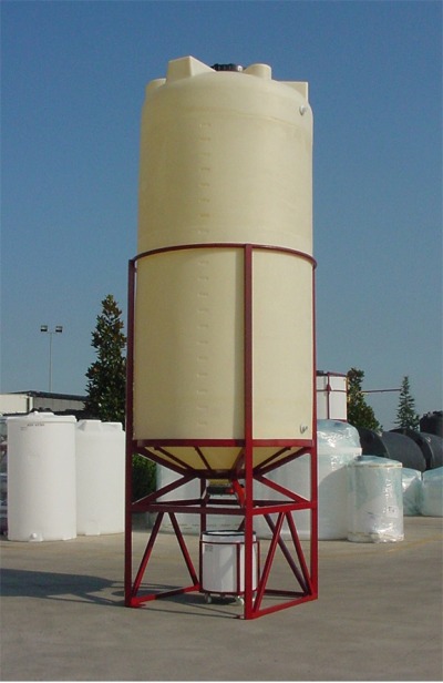 Cuve Reservoir Plastique Cylindrique Fermée à Fond Conique pour Poudres et Granulés - PE PEHD HDPE