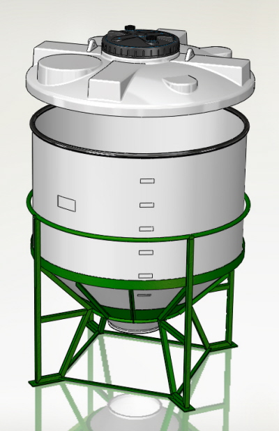 Cuve Reservoir Plastique Cylindrique à Fond Conique avec Couvercle Amovible pour Poudres et Granulés - PE PEHD HDPE